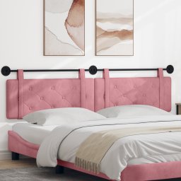 vidaXL Hangend hoofdbord Roze Fluweel