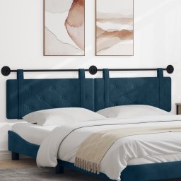 vidaXL Hangend hoofdbord Blauw Fluweel
