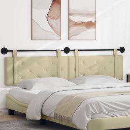 vidaXL Hangend hoofdbord Crème Kunstleer