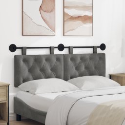 vidaXL Hangend hoofdbord Met LED-verlichting Donkergrijs Fluweel