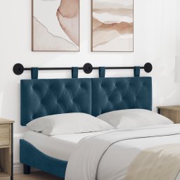 vidaXL Hangend hoofdbord Met LED-verlichting Blauw Fluweel