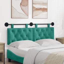 vidaXL Hangend hoofdbord Met LED-verlichting Turquoise Fluweel