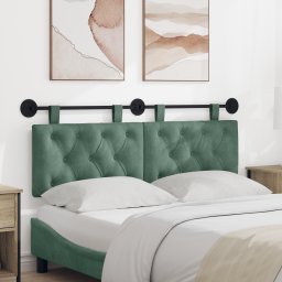 vidaXL Hangend hoofdbord Met LED-verlichting Zeegroen Fluweel