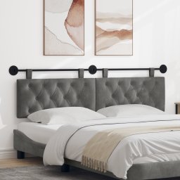 vidaXL Hangend hoofdbord Met LED-verlichting Donkergrijs Fluweel