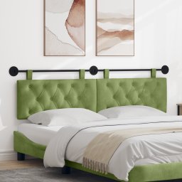 vidaXL Hangend hoofdbord Met LED-verlichting Lichtgroen Fluweel