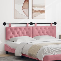 vidaXL Hangend hoofdbord Met LED-verlichting Roze Fluweel