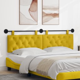 vidaXL Hangend hoofdbord Met LED-verlichting Geel Fluweel