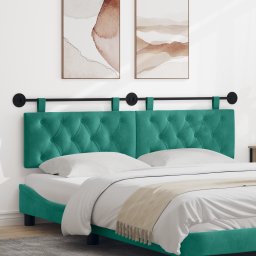 vidaXL Hangend hoofdbord Met LED-verlichting Turquoise Fluweel