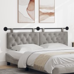 vidaXL Hangend hoofdbord Met LED-verlichting Lichtgrijs Fluweel