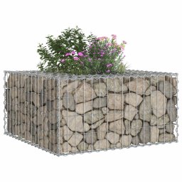 vidaXL Gabion Verhoogd Bed Zilver