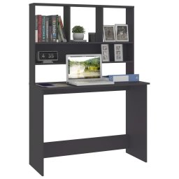 vidaXL Bureau met schappen 110x45x157 cm bewerkt hout grijs