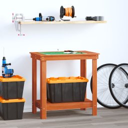 vidaXL Werkbank met plank Wasbruin 80 x 50 x 80 cm Massief grenenhout