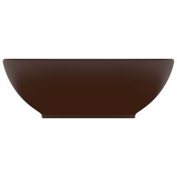 vidaXL Wastafel ovaal 40x33 cm keramiek mat donkerbruin