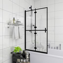 vidaXL Douchewand inklapbaar 100x140 cm ESG zwart