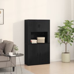 vidaXL Hoge kast Zwart Eiken 80 x 33 x 150 cm Bewerkt hout