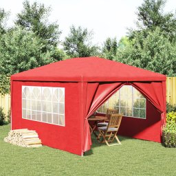 vidaXL Partytent 400 x 300 x 255 cm Rood PE en staal