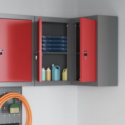 vidaXL Gereedschapskast met plank Rood en Grijs 55 x 55 x 55 cm Staal