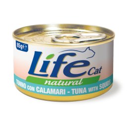 Voordeelverpakking: 12x85g Life Cat Natural adult tonijn met inktvis nat kattenvoer