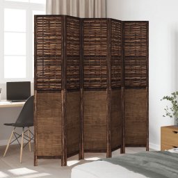 vidaXL Kamerscherm met 5 panelen massief paulowniahout donkerbruin
