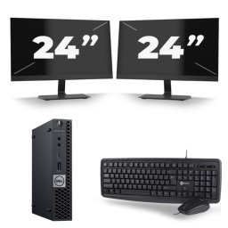 Dell Optiplex 7070 Micro USFF - Intel Core i5-9e Generatie - 8GB RAM - 256GB SSD - Windows 11 + 2x 24 inch Monitor