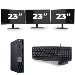 Dell Optiplex 7070 Micro USFF - Intel Core i5-9e Generatie - 8GB RAM - 256GB SSD - Windows 11 + 3x 23 inch Monitor