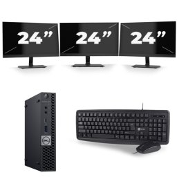 Dell Optiplex 7070 Micro USFF - Intel Core i5-9e Generatie - 8GB RAM - 256GB SSD - Windows 11 + 3x 24 inch Monitor