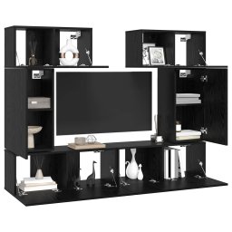 vidaXL Tv-meubelset 6 st Zwart Eiken Bewerkt hout