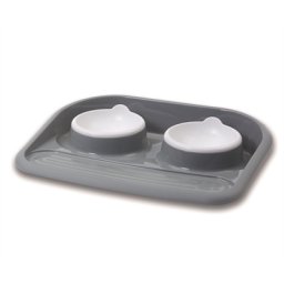 SAVIC BUTLER VOERBAK EN DRINKBAK MET PLATEAU EN ANTISLIP VOETJES 2X300 ML