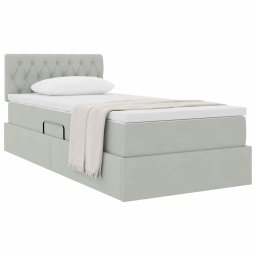 vidaXL Opslag bed met matras Lichtgrijs 100 x 200 cm Fluweel