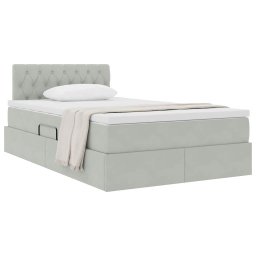 vidaXL Opslag bed met matras Lichtgrijs 120 x 190 cm Fluweel