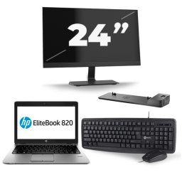 HP EliteBook 820 G3 - Intel Core i7-6e Generatie - 12 inch - 8GB RAM - 256GB SSD - Windows 11 + 1x 24 inch Monitor