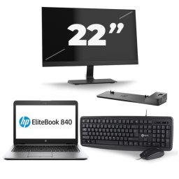 HP EliteBook 840 G3 - Intel Core i7-6e Generatie - 14 inch - 8GB RAM - 256GB SSD - Windows 11 + 1x 22 inch Monitor