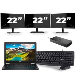 Dell Latitude E7270 - Intel Core i7-6e Generatie - 12 inch - 8GB RAM - 256GB SSD - Windows 11 + 3x 22 inch Monitor
