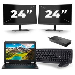 Dell Latitude E7270 - Intel Core i5-6e Generatie - 12 inch - 8GB RAM - 256GB SSD - Windows 11 + 2x 24 inch Monitor