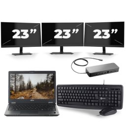 Fujitsu LifeBook U727 - Intel Core i7-7e Generatie - 12 inch - 8GB RAM - 256GB SSD - Windows 11 + 3x 23 inch Monitor