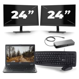 Fujitsu LifeBook U727 - Intel Core i7-7e Generatie - 12 inch - 8GB RAM - 256GB SSD - Windows 11 + 2x 24 inch Monitor