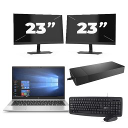 HP EliteBook 830 G7 - Intel Core i7-10e Generatie - 13 inch - 8GB RAM - 256GB SSD - Windows 11 + 2x 23 inch Monitor