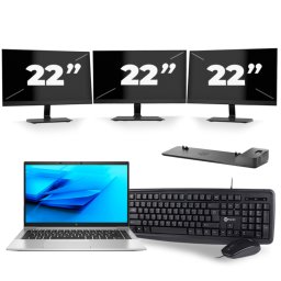 HP EliteBook 840 G7 - Intel Core i7-10e Generatie - 14 inch - 8GB RAM - 256GB SSD - Windows 11 + 3x 22 inch Monitor