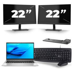 HP EliteBook 840 G7 - Intel Core i7-10e Generatie - 14 inch - 8GB RAM - 256GB SSD - Windows 11 + 2x 22 inch Monitor