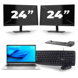 HP EliteBook 840 G7 - Intel Core i7-10e Generatie - 14 inch - 8GB RAM - 256GB SSD - Windows 11 + 2x 24 inch Monitor