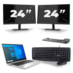 HP EliteBook 840 G8 - Intel Core i7-11e Generatie - 14 inch - 8GB RAM - 256GB SSD - Windows 11 + 2x 24 inch Monitor