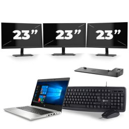 HP ProBook 430 G7 - Intel Core i3-10e Generatie - 13 inch - 8GB RAM - 256GB SSD - Windows 11 + 3x 23 inch Monitor