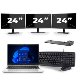 HP ProBook 640 G8 - Intel Core i5-11e Generatie - 14 inch - 8GB RAM - 256GB SSD - Windows 11 + 3x 24 inch Monitor