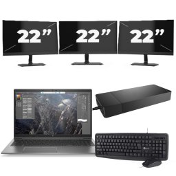 HP ZBook Firefly 15 G7 - Intel Core i7-10e Generatie - 15 inch - 8GB RAM - 256GB SSD - Windows 11 + 3x 22 inch Monitor