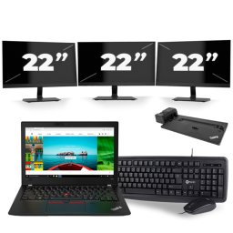 Lenovo Thinkpad A285 - AMD Ryzen 5 2500U - 12 inch - 8GB RAM - 256GB SSD - Windows 10 + 3x 22 inch Monitor