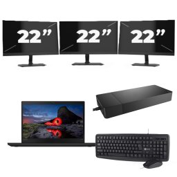 Lenovo ThinkPad T495 - AMD Ryzen 5 PRO 3500U - 14 inch - 16GB RAM - 256GB SSD - Windows 11 Home + 3x 22 inch Monitor