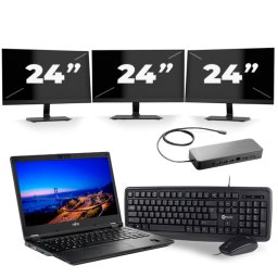 Fujitsu Lifebook E549 - Intel Core i3-8e Generatie - 14 inch - 8GB RAM - 256GB SSD - Windows 11 Home + 3x 24 inch Monitor