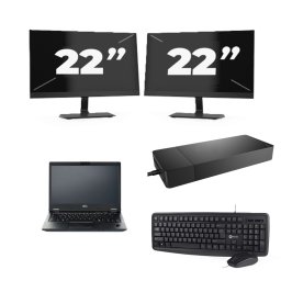 Fujitsu LIFEBOOK E5410 - Intel Core i5-10e Generatie - 14 inch - 8GB RAM - 256GB SSD - Windows 11 Home + 2x 22 inch Monitor