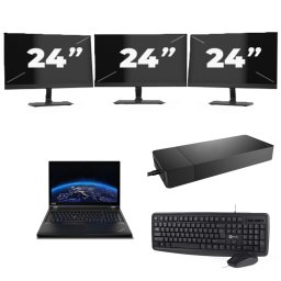 Lenovo ThinkPad P53 - Intel Core i7-9e Generatie - 15 inch - 8GB RAM - 256GB SSD - Windows 11 Home + 3x 24 inch Monitor