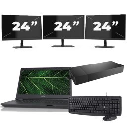 Fujitsu LIFEBOOK E5411 - Intel Core i5-11e Generatie - 14 inch - 8GB RAM - 256GB SSD - Windows 11 Home + 3x 24 inch Monitor